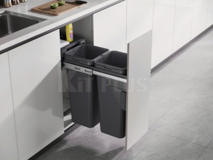 Thùng Rác Đôi Âm Tủ - Ray Hộp Giảm Chấn DBIN30